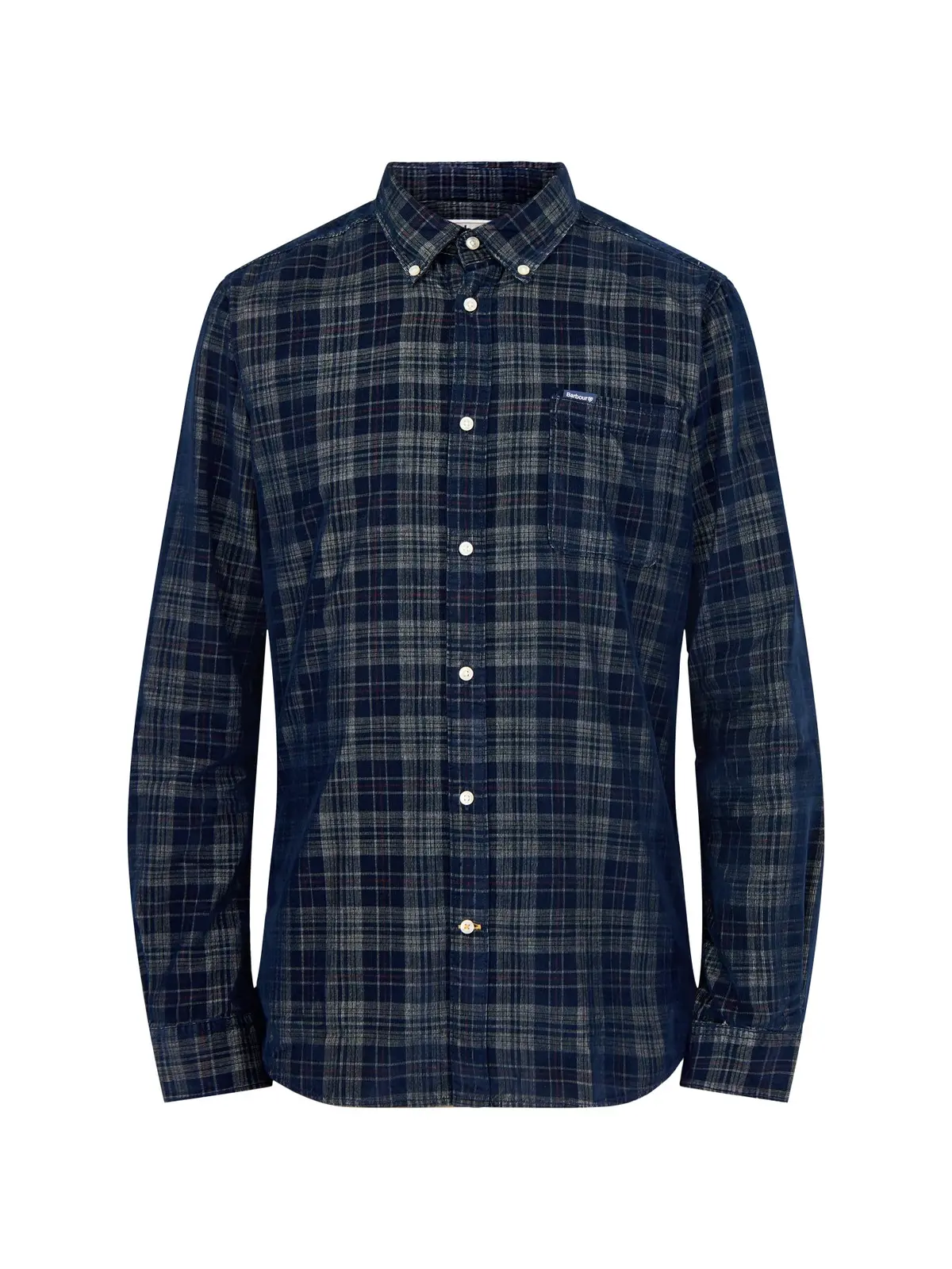 Southfield Tailored Checked Cord Shirt Dark Navy 1