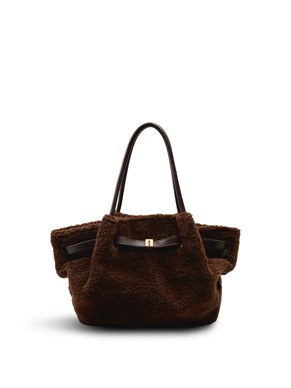 Hana Medium Faux Fur Tote Bag Brown 1