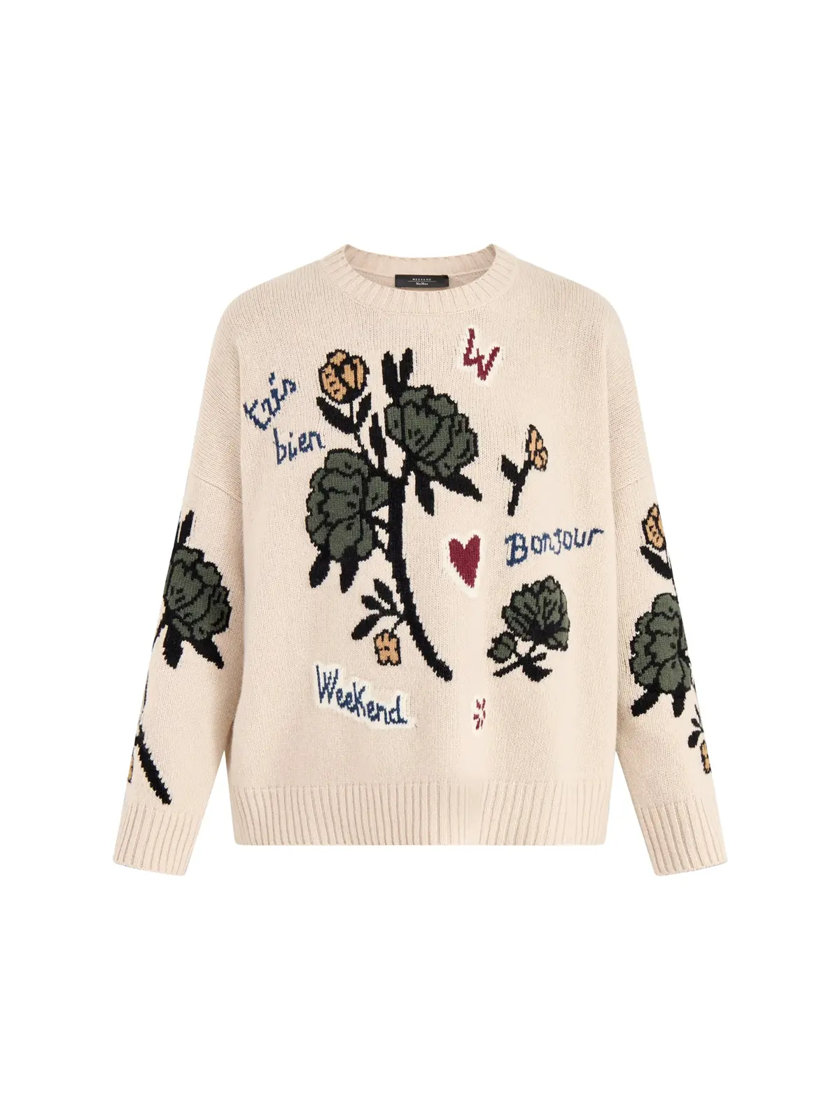 Pavidi Crew Neck Graphic Knitwear Ecru 1