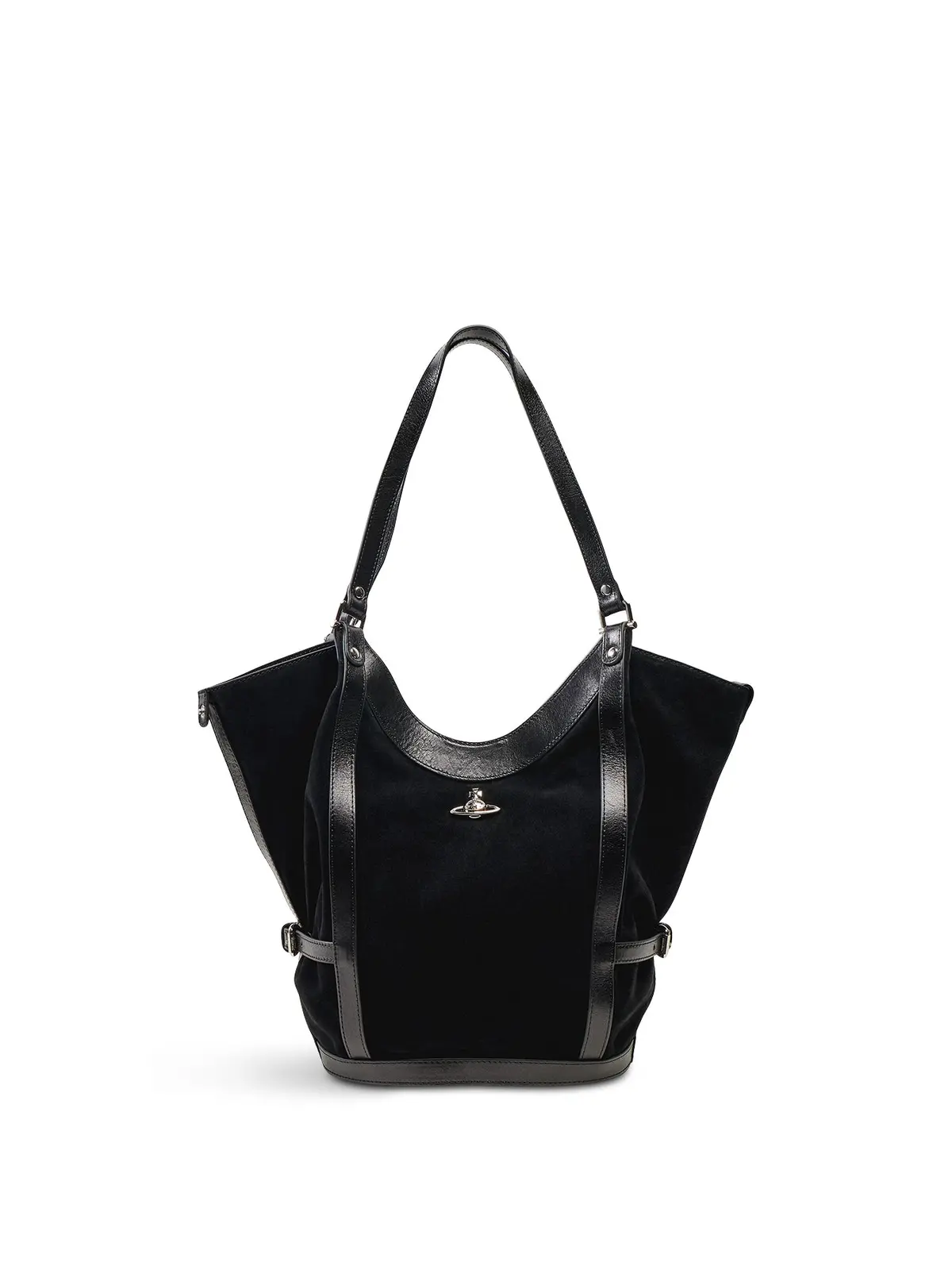Olive Suede Large Shoulder Bag Black 1
