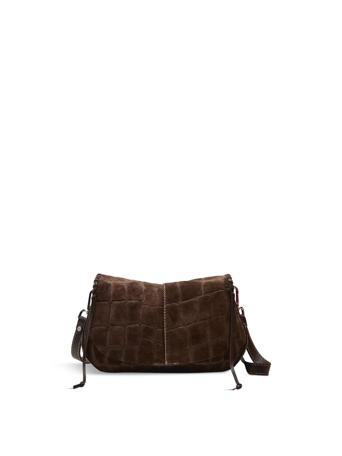 Helena Round Suede Croco Leather Small Crossbody 1