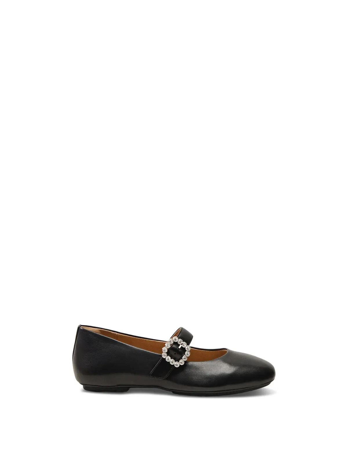 Delicato Crystal-Buckle Leather Mary Janes Black 1