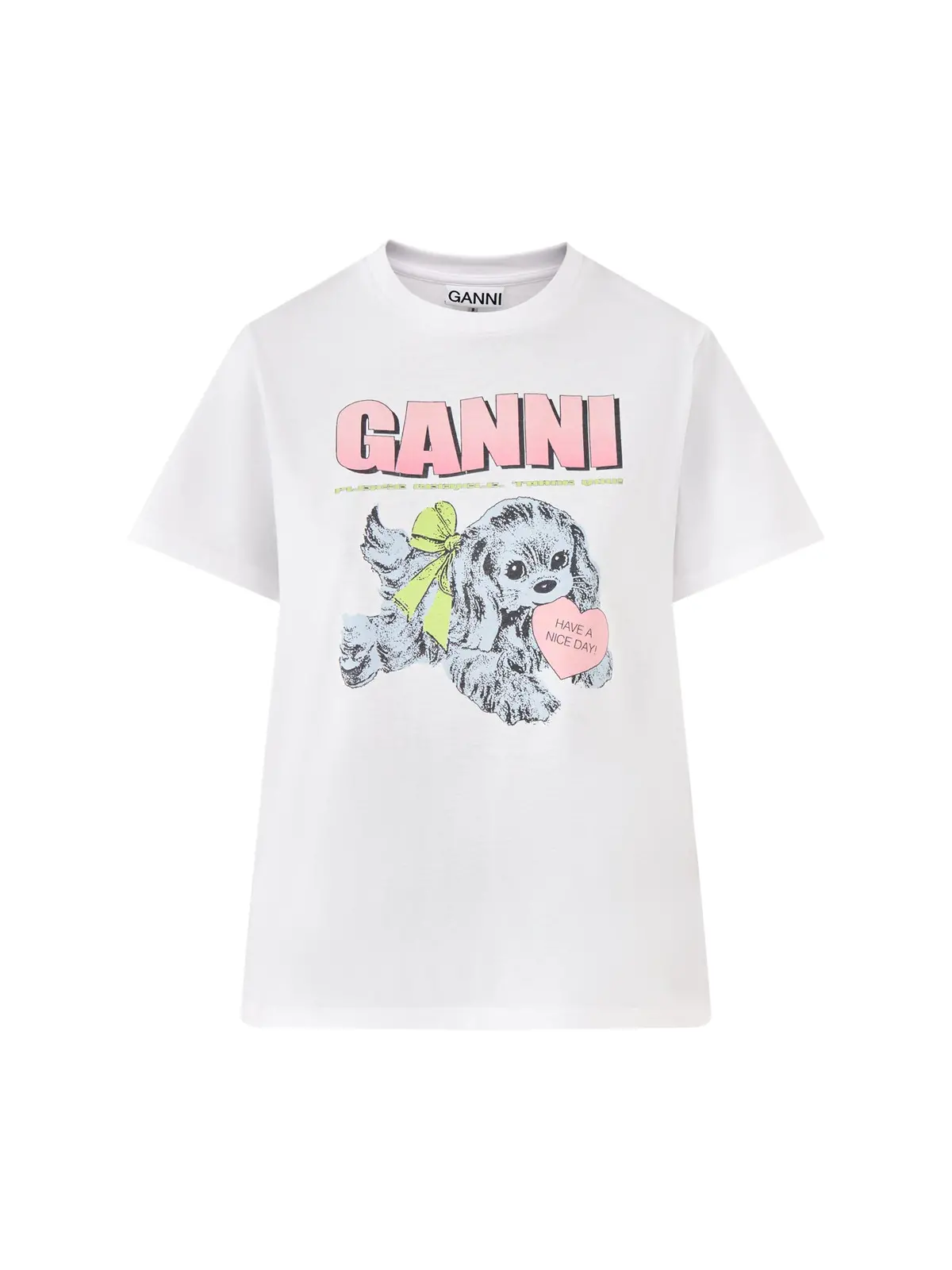 Basic Cotton Jersey Neon Puppy  T-Shirt White 1