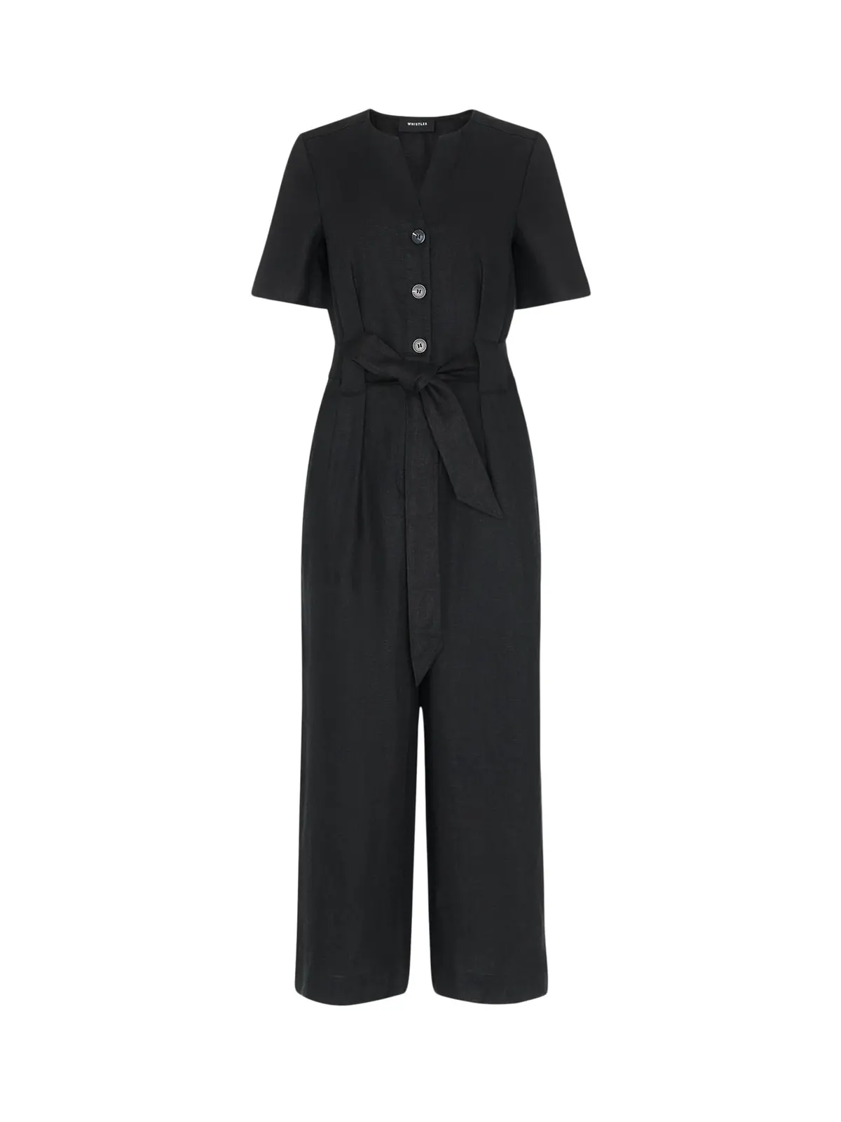 Black Fiona Linen Button Jumpsuit 1